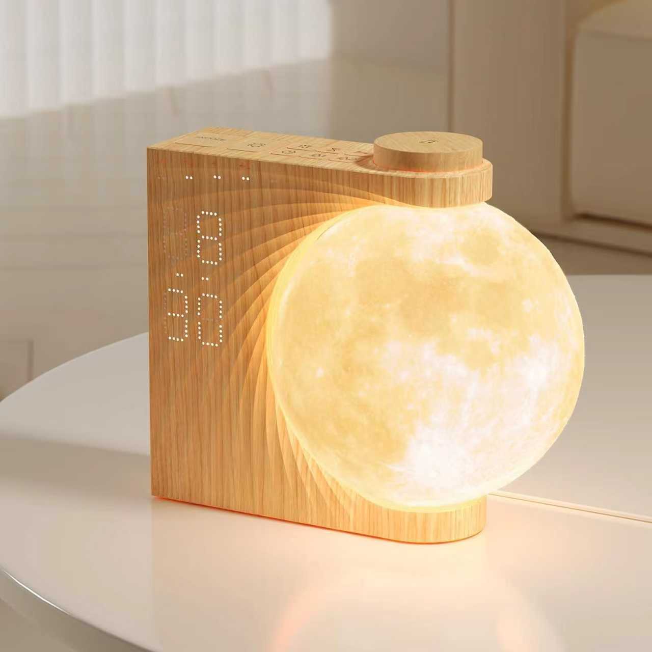 White Noise Machine Sleep - Ночник-лампа «Луна» с будильником-имитацией рассвета, звуковым
