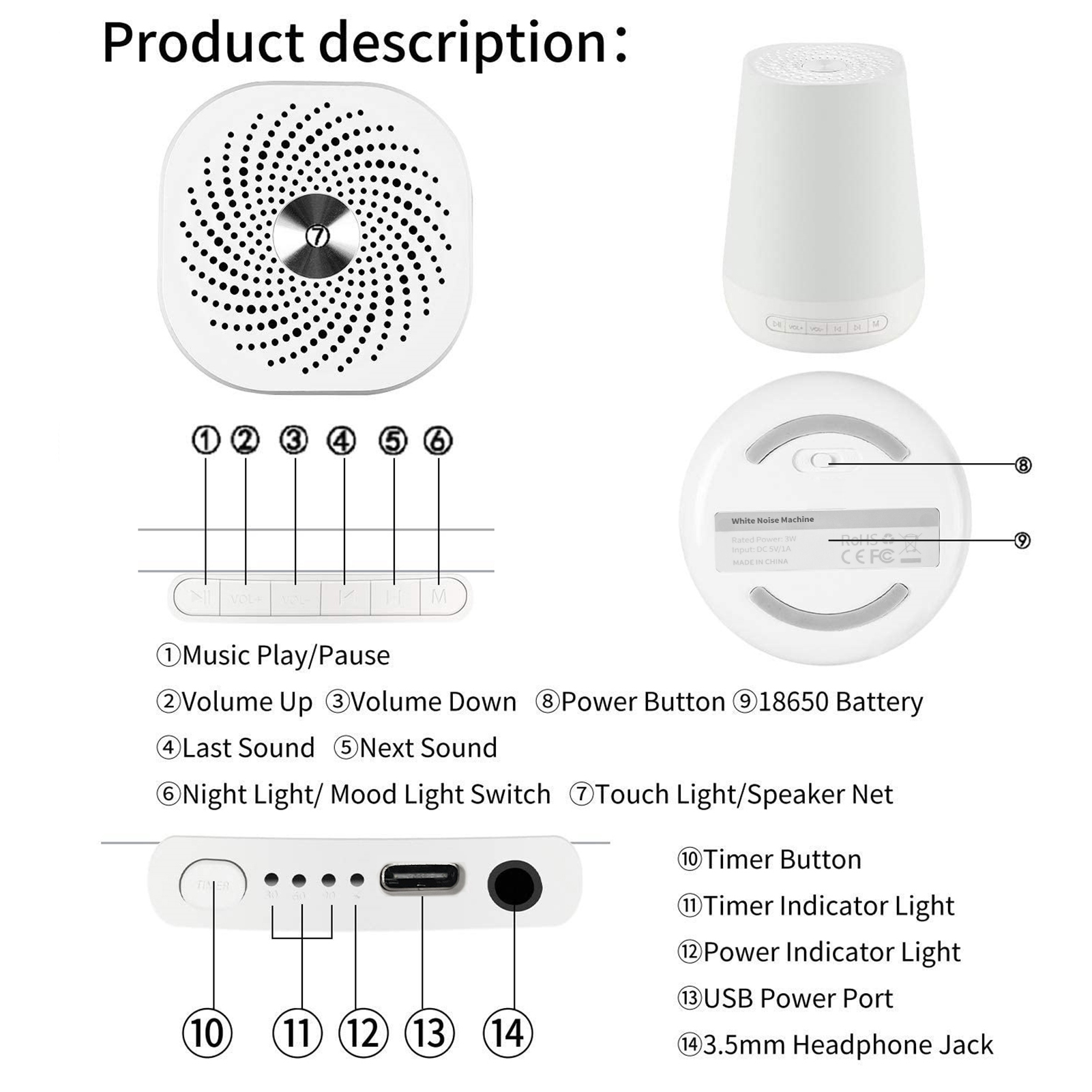 Звуковая машина с белым шумом, – обзор и цена White Noise Machine Sleep